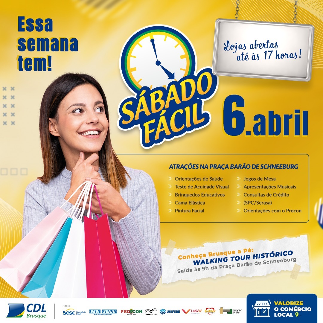 CDL Brusque realiza mais uma edição do Sábado Fácil neste dia 6 de abril