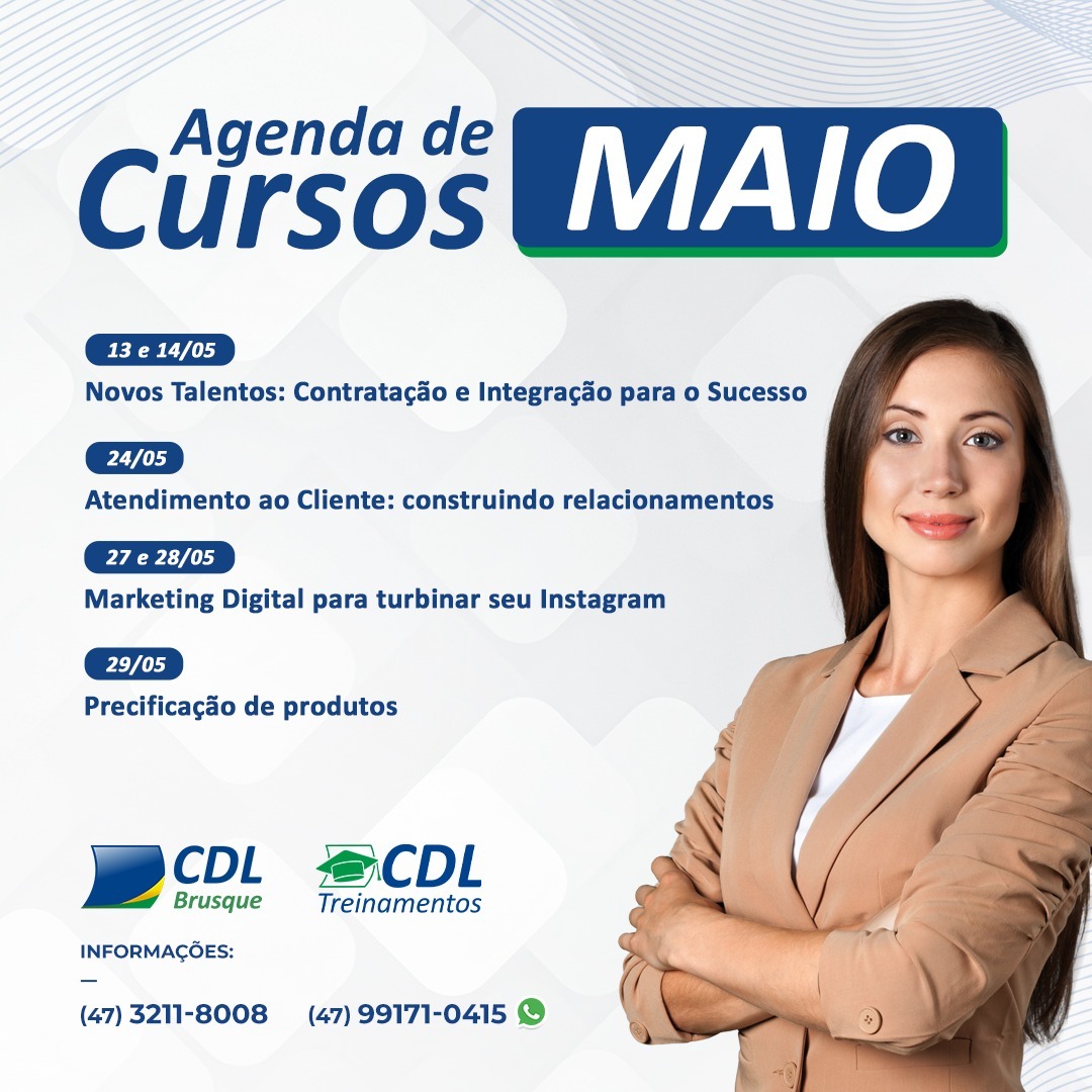 Inscrições abertas para cursos da CDL Brusque em maio