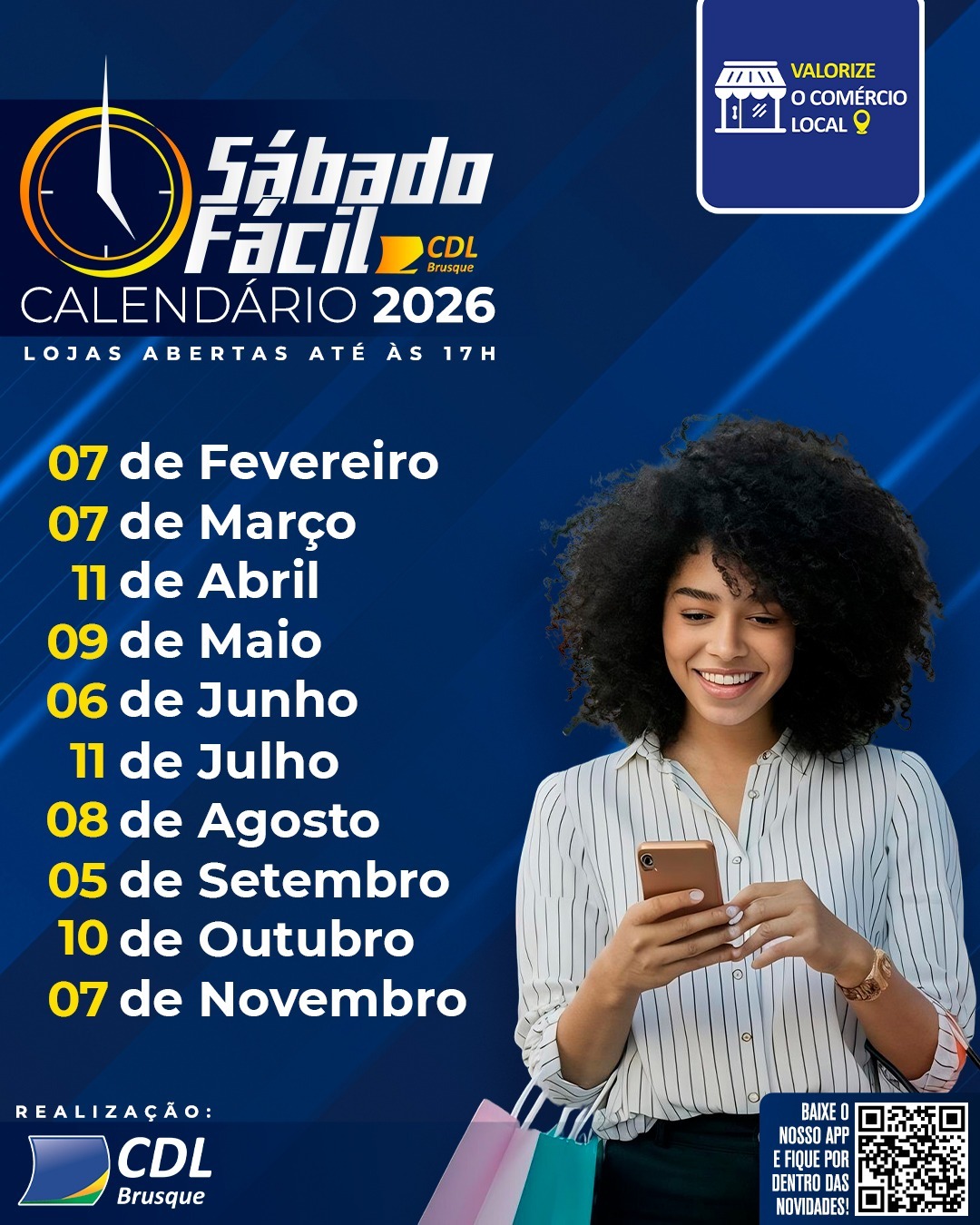 CDL Brusque divulga calendário do Sábado Fácil 2026
